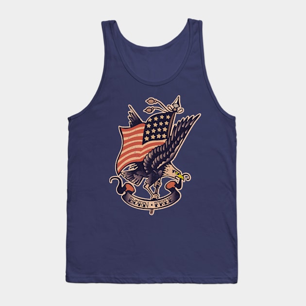 Vintage Tattoo Eagle and American Flag Tank Top by BOEC Gear